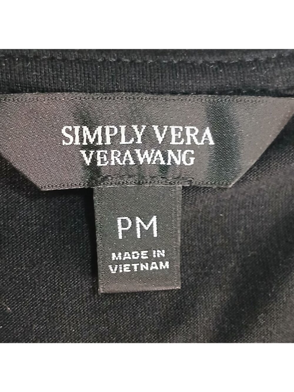 Simply Vera Vera Wang Womens PM Top Navy & Black Floral Hem Short Sleeve #D-42 - Picture 3 of 7